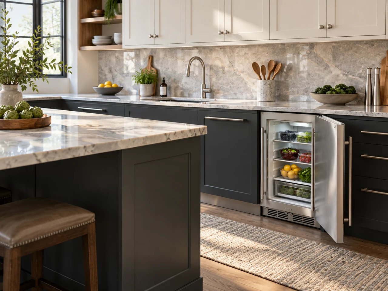 Illustration of a Sub-Zero undercounter refrigerator